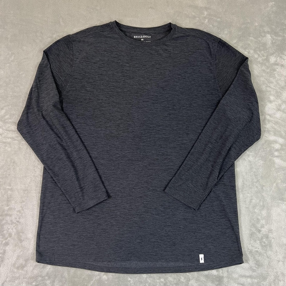 BRUCE BOLT Shirt Mens XL Gray Long Sleeve Performance Baseball Tee Athletic